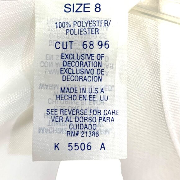 Girls White Organdy Formal Dress 8 Pearl Trim Rosette Detail Wedding Communion - Picture 11 of 12